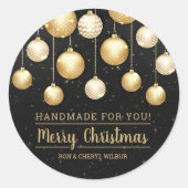 クリスマスブラック金ゴールド手作り ラウンドシール (正面)