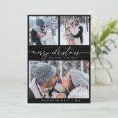 クリスマスブラック3コラージュ数々のフォトホリデーカード 招待状 (スタンド正面)