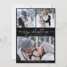 クリスマスブラック3コラージュ数々のフォトホリデーカード 招待状