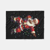 クリスマスブラック・アフリカ系アメリカ人ダビングサンタクラ フリースブランケット (正面(横))
