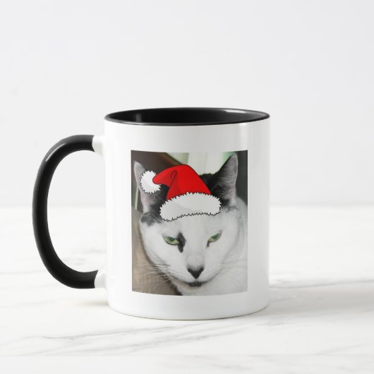 クリスマスブラック&ホワイトの子猫 マグカップ (左)