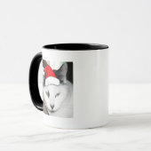 クリスマスブラック&ホワイトの子猫 マグカップ (正面左)