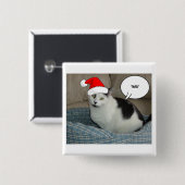 クリスマスブラック&ホワイトの子猫 缶バッジ (正面&裏面)