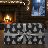 クリスマスブラック&ホワイトツリーラッピング紙 ラッピングペーパー