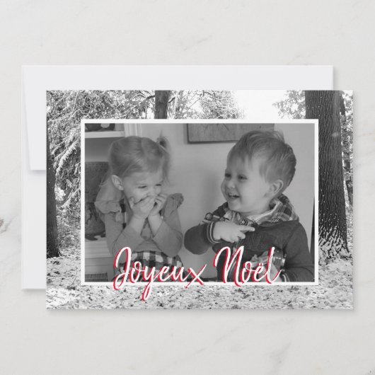 クリスマスブラック&ホワイトフォトカードジョユーヌエル (正面)