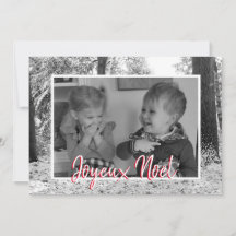 クリスマスブラック&ホワイトフォトカードジョユーヌエル