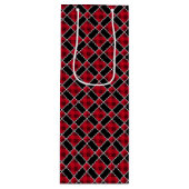 クリスマスブラック&レッド市松模様に ワインギフトバッグ (正面)