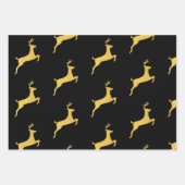 クリスマスブラック&金ゴールドパターン ラッピングペーパーシート (正面3)