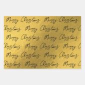 クリスマスブラック&金ゴールドパターン ラッピングペーパーシート (正面)