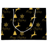 クリスマスブラック&金ゴールドパターン ラージペーパーバッグ (正面)