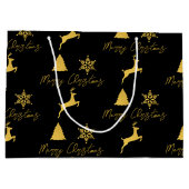 クリスマスブラック&金ゴールドパターン ラージペーパーバッグ (裏面)