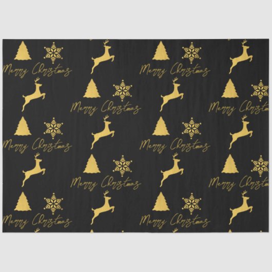 クリスマスブラック&金ゴールドパターン 薄葉紙 (正面)