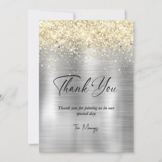 クリスマスブラッシュメタルシルバー感謝してい金ゴールドユー カード (正面)