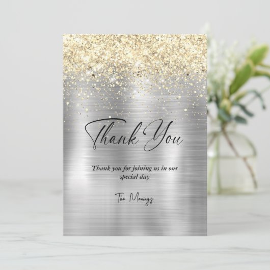 クリスマスブラッシュメタルシルバー感謝してい金ゴールドユー カード (スタンド正面)