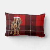 クリスマスブラッドハウンドドグレッドホリデープレイド ランバークッション (裏面)