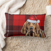 クリスマスブラッドハウンドドグレッドホリデープレイド ランバークッション (ブランケット)