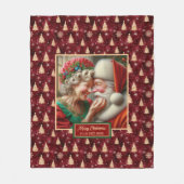 クリスマスブランケットのスローヴィンテージミスター&ミセスクロースGif フリースブランケット (正面)