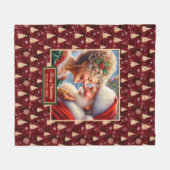 クリスマスブランケットギフトコージーヴィンテージサンタクロース フリースブランケット (正面(横))