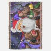 クリスマスブランケットサンタ&トナカイおもしろい スローブランケット (正面縦)