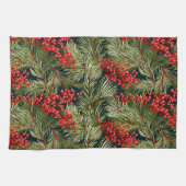 クリスマスブランチとベリー キッチンタオル (横)