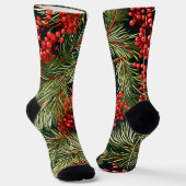 クリスマスブランチとベリー ソックス (傾斜あり)