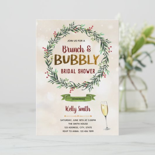 クリスマスブランチと泡立つパーティの招待状 招待状 (スタンド正面)