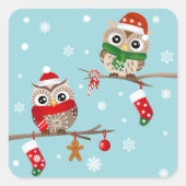クリスマスブランチに2フクロウのシール スクエアシール (正面)