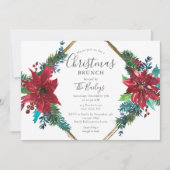 クリスマスブランチシックレッドフローラ |ホリデーパーティー 招待状 (正面)