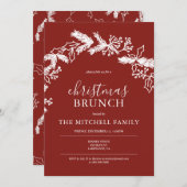 クリスマスブランチパインベリーリースレッド 招待状 (正面/裏面)