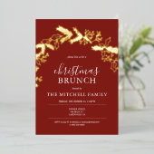 クリスマスブランチパインベリ葉ーズ赤 箔シーズンカード (立ち正面)