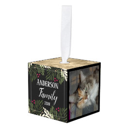 クリスマスブランチフォトファミリー キューブオーナメント