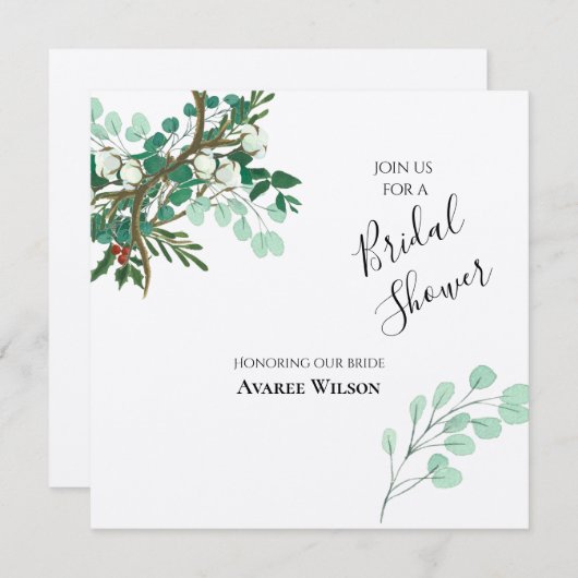 クリスマスブランチ赤と緑のシャワー 招待状 (正面/裏面)