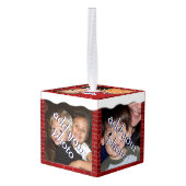 クリスマスブリックと雪のフォトフレーム キューブオーナメント (裏面アングル)