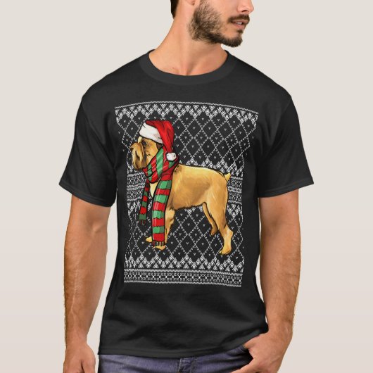 クリスマスブリュッセルグリフォンサンタクロースハット醜いクリスマス Tシャツ (正面)