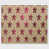 クリスマスブルガンディカブトムルーズジンジャーブレッドマンクラフト ラッピングペーパー (フラット)