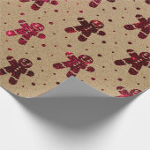 クリスマスブルガンディカブトムルーズジンジャーブレッドマンクラフト ラッピングペーパー (角)