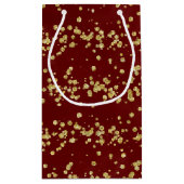 クリスマスブルゴーニュとフェイク金ゴールドグリッターホリデー スモールペーパーバッグ (裏面)