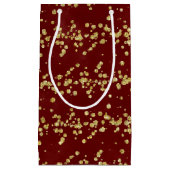 クリスマスブルゴーニュとフェイク金ゴールドグリッターホリデー スモールペーパーバッグ (正面)