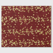 クリスマスブルゴーニュ&フェイク金ゴールドグリッターホリデー ラッピングペーパー (フラット)