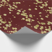 クリスマスブルゴーニュ&フェイク金ゴールドグリッターホリデー ラッピングペーパー (角)