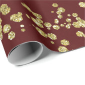 クリスマスブルゴーニュ&フェイク金ゴールドグリッターホリデー ラッピングペーパー (ロールコーナー)