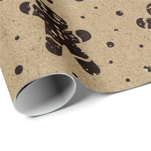 クリスマスブルゴーンドグリッタージンジャーブレッドマンクラフト ラッピングペーパー (ロールコーナー)