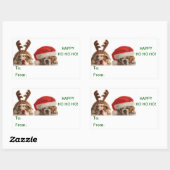 クリスマスブルドッグギフトラベルシール 長方形シール (シート)