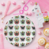 クリスマスブルドッグパピー ペーパープレート (パーティー)