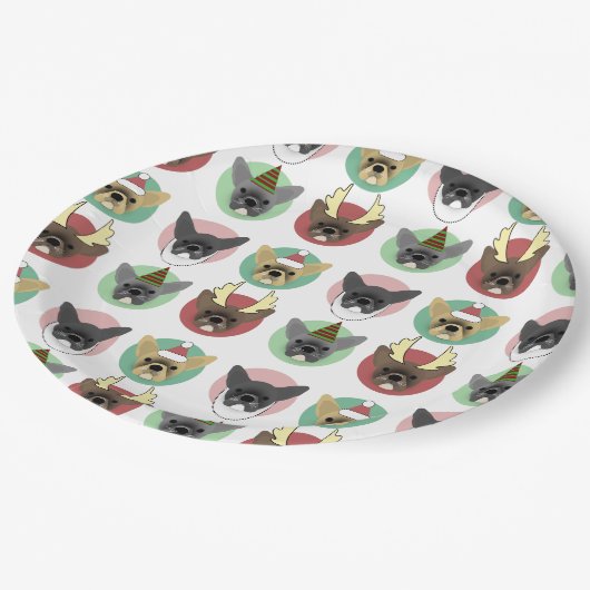 クリスマスブルドッグパピー ペーパープレート (アングル)