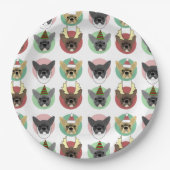クリスマスブルドッグパピー ペーパープレート (正面)