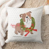 クリスマスブルドッグ幸せな休日NAMEホリードッグ クッション (ブランケット)