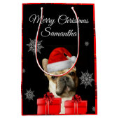 クリスマスブルドフランスのッグパーソナライズされた抱き枕 ミディアムペーパーバッグ (正面)