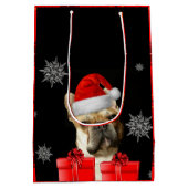 クリスマスブルドフランスのッグパーソナライズされた抱き枕 ミディアムペーパーバッグ (裏面)