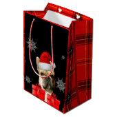 クリスマスブルドフランスのッグパーソナライズされた抱き枕 ミディアムペーパーバッグ (裏面アングル)